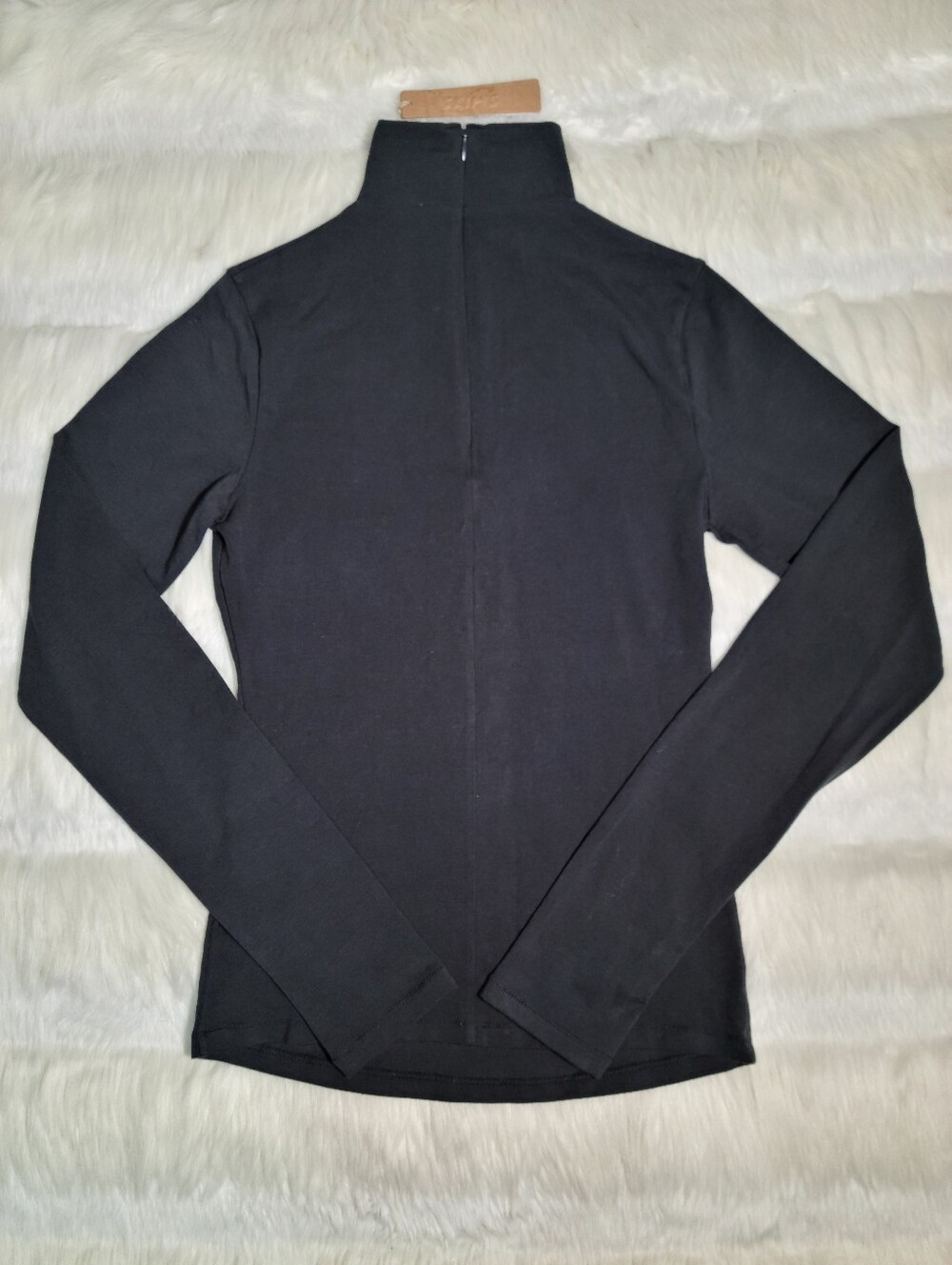 SKIMS Cotton Jersey Turtleneck Top Stretch Black Soot Women Medium NEW